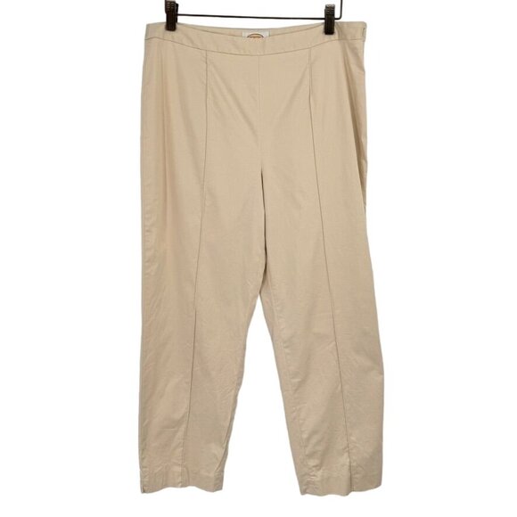 Talbots Womens Stretch Pants Size 12 Beige Cotton Spandex Blend side zip ankle - Picture 1 of 12